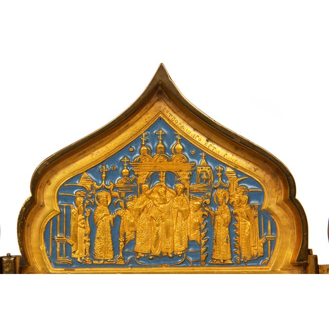 19th Century Fine Russian Old Believers Tetraptych Copper Icon With 20 Devotional Panels For Sale - Image 5 of 16