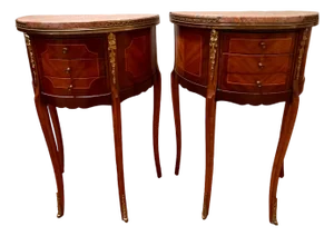 Late 19th Century Two French Nightstands Demilune Half Moon Rococo Period- Louis XV