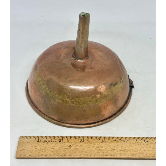 Copper Mid 19th Century Swedish Copper Funnel Hand-Forged With Tin Lining Rustic Kitchen Farmhouse Decor For Sale - Image 8 of 12