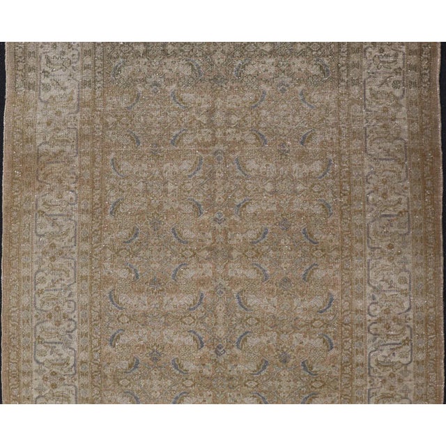 Antique Persian Tabriz Rug in Wool With Floral Design in Blue, Tan, Taupe, Cream For Sale In Atlanta - Image 6 of 12