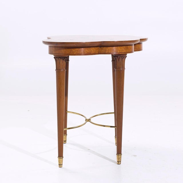 Charak Furniture Co. Tommi Parzinger for Charak Mid Century Brass and Mahogany Side End Tables - Pair For Sale - Image 4 of 11