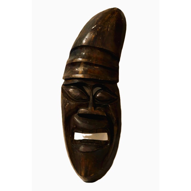 Large Lightweight Hand-Carved Tribal Mask 23" Tall For Sale - Image 4 of 18