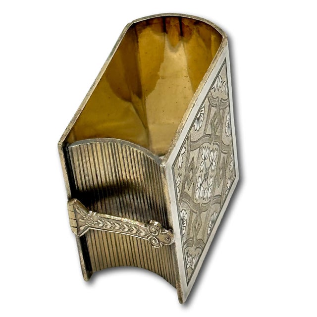 Large Unusual Beautifully Hand Engraved Antique Victorian Book - Bible Form Sterling Silver Napkin Ring - Circa 1870s For Sale - Image 4 of 12