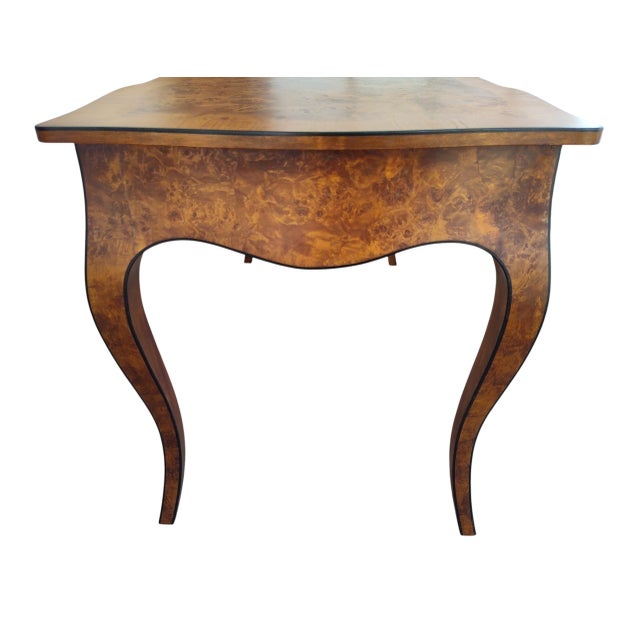 Wood Vintage Mid-Century Italian Desk With Cloth-Lined Drawers For Sale - Image 7 of 18