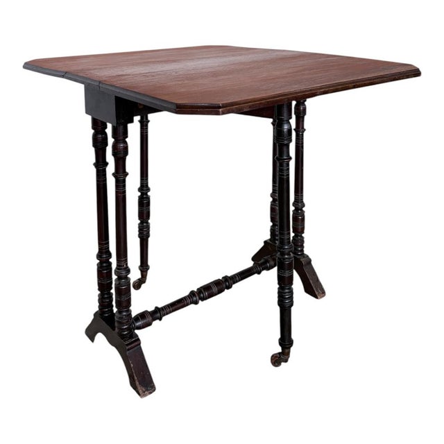 Small Victorian Teak and Mahogany Gateleg Side Table, 1890s For Sale - Image 10 of 10