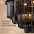 Aloadecor Modern Matte Black 4-Tier Round Fringe Chandelier With Smoke Crystal Accent For Sale - Image 4 of 7