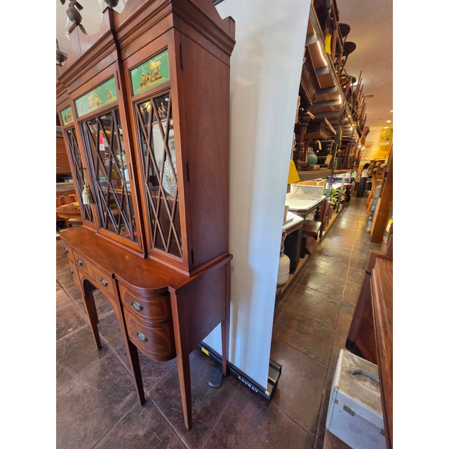 Antique Federal Style Mount Vernon Mahogany China Cabinet Bookcase 1920s For Sale - Image 15 of 18