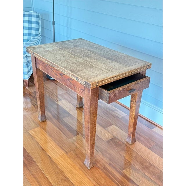 Early 20th Century Antique Oak Rotating Game Table, Arts & Crafts Mission Style For Sale - Image 5 of 5