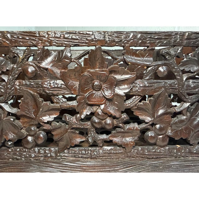 19th Century Antique Hand Carved German Black Forest Wood Reticulated Dresser Spool Box For Sale - Image 5 of 12