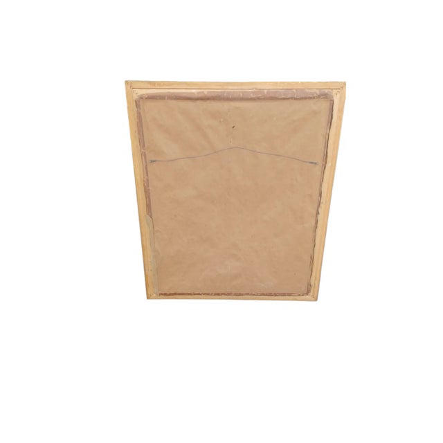 Vintage boho oil painting on canvas of an Asian woman in a Kimona. Painting is framed in a gilt faux bamboo frame. Signed...