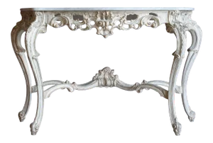 Mid 20th Century French Louis XV Style Marble Top Console Table