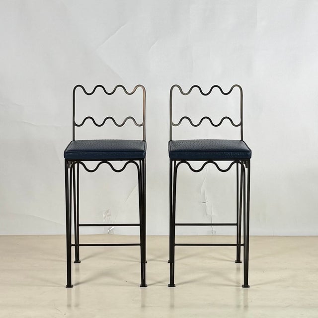 Pair of 'Méandre' Counter Stools by Design Frères For Sale In Los Angeles - Image 6 of 9