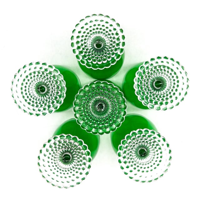 Mid 20th Century Hollywood Regency Anchor Hocking Forest Green Glass Goblets – Set of 6 For Sale In Houston - Image 6 of 8