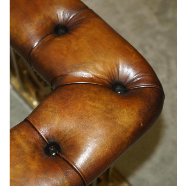 Antique Club Fender with Brown Leather Chesterfield Seats For Sale - Image 16 of 18