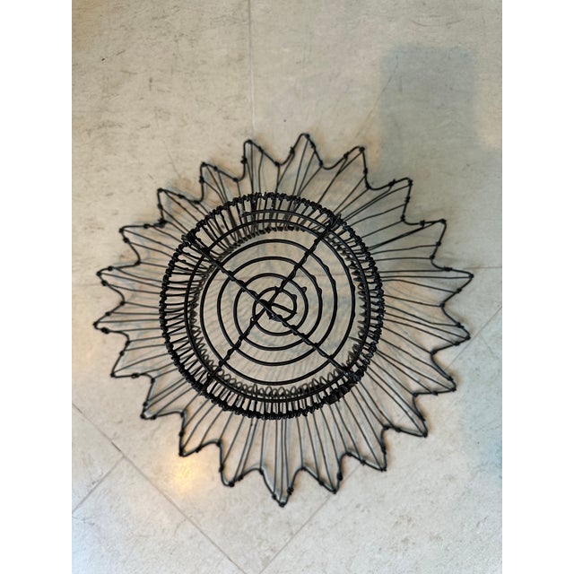 Vintage French Mid-Century Black Petal Top Wire Basket For Sale - Image 9 of 12