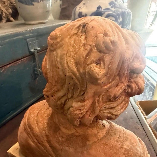 1930s Mixed Stone Sicilian Sculpture of a Putto on a Marble Base For Sale - Image 13 of 15