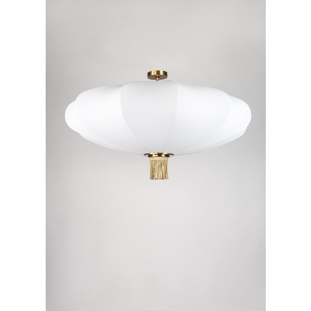 Dark Oxidized Brass and Sculptural Stretch Fabric Pendant Light by ZAVADSKI For Sale - Image 4 of 4