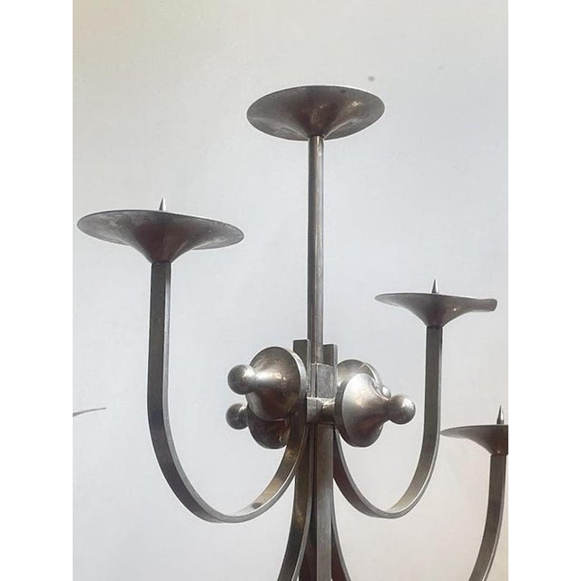 Gold Sculptural Metal 5-Arm Candelabra by Attila Demcsik, Hungary, 1980 For Sale - Image 8 of 11