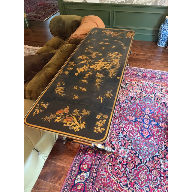 Early 19th Century Regency Brass-Mounted Black Lacquer and Parcel-Gilt Chinoiserie Sofa Table For Sale - Image 9 of 12