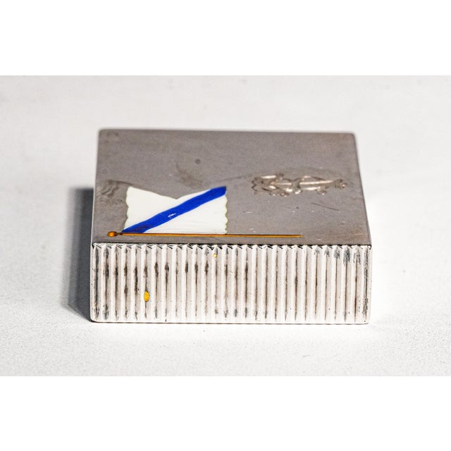 Lovely Sterling Silver Antique English Hand Painted Enamel Nautical Flag Victorian Match Safe Vesta Case Tobacciana For Sale - Image 13 of 14