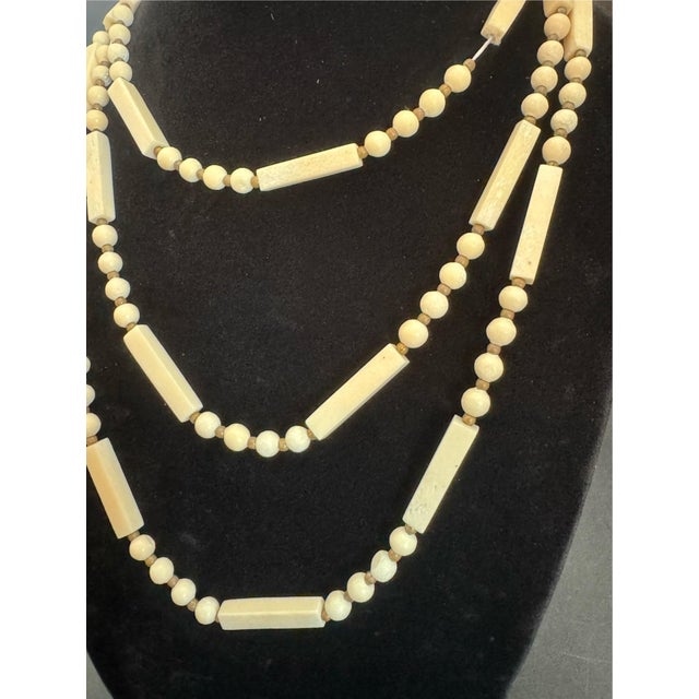 Tribal 1980s African Bone Bead Necklace, Opera Length For Sale - Image 3 of 15