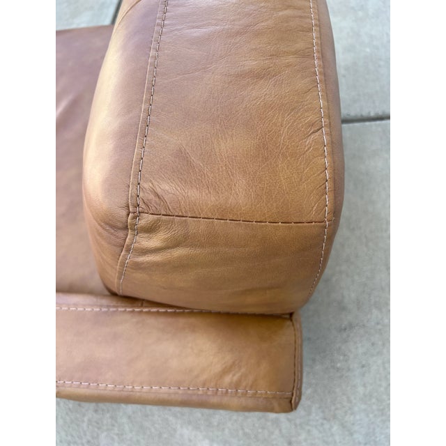 Ashcroft Furniture Co. Mid Century Modern Inspired Brown Leather Chaise Lounge For Sale - Image 11 of 13