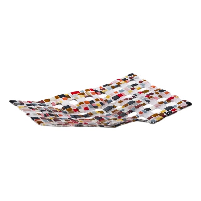 Renato Foti Large Fused Art Glass Tray For Sale