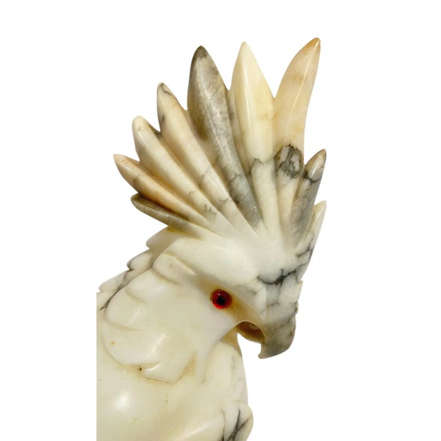Alabaster Late 20th Century Cockatoo Parrot Alabaster Stone Sculpture For Sale - Image 8 of 8