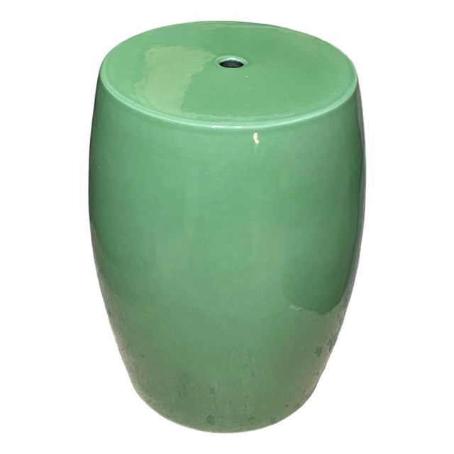 Vintage lChinoiserie Celadon Porcelain Garden Stool/Table 14.5" H For Sale