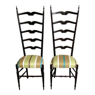 1950s Vintage Paolo Buffa Style Chiavari Chairs in Italian Wood With High Backrest - a Pair For Sale