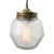 Vintage Industrial Frosted Glass & Brass Pendant Lamp For Sale