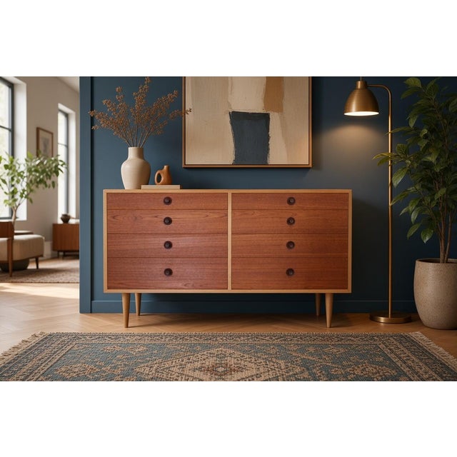 Vintage Double Chest of 8 Drawers in Teak and Oak by Børge Mogensen for Karl Andersson & Söner, 1960s For Sale - Image 13 of 18