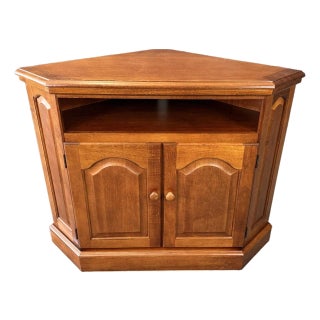 Late 20th Century Cherry Corner Television Stand For Sale