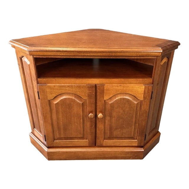 Late 20th Century Cherry Corner Television Stand For Sale