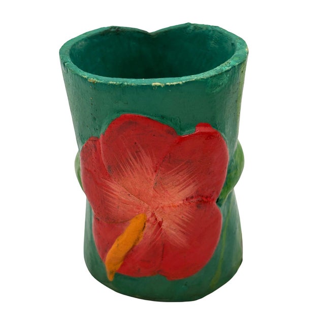 Mid 20th Century Hawaiian Hand Carved Napkins Rings W/ Hand Painted Floral, Set of 6 For Sale In Los Angeles - Image 6 of 12