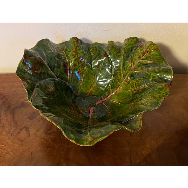 Large Dodie Thayer Sea Grape Leaf Serving or Centerpiece Bowl For Sale - Image 16 of 17