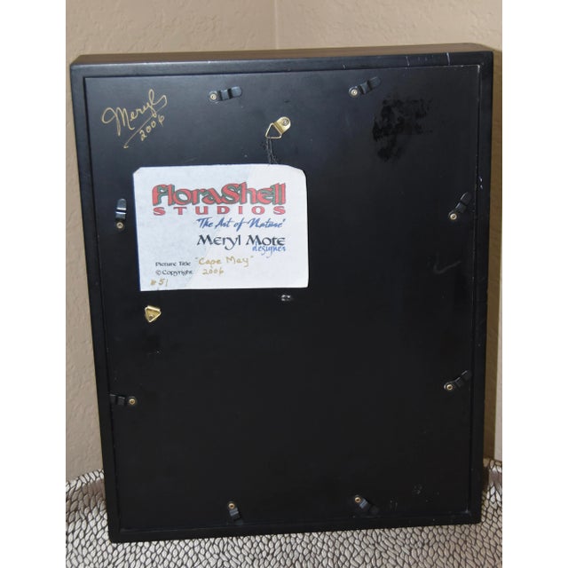 Folk Art Shadow Box With Flower Sea Shell Art by Meryl Mote, Signed For Sale - Image 3 of 8