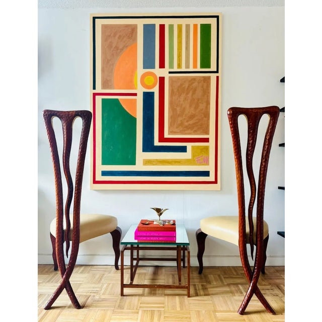Wood Christopher Guy 1990's Side Chair in Mahogany With Crossed Legs and Leather Seat - 2 Available For Sale - Image 7 of 12