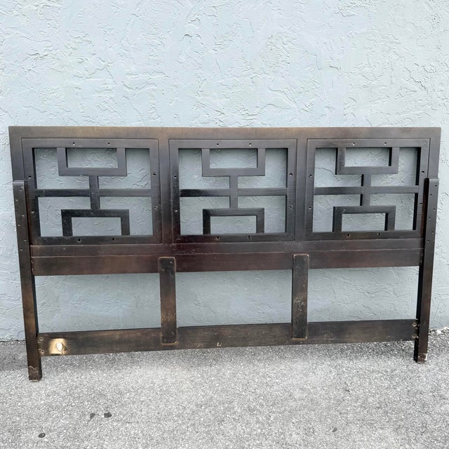 Vintage Chinoiserie Black King Size Headboard by Century For Sale In West Palm - Image 6 of 6