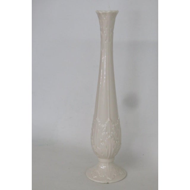 Lenox Woodland Porcelain Bud Vase Ivory With Embossed Acanthus Leaf Design 4885b For Sale - Image 10 of 11