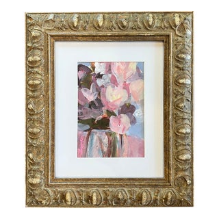 Original Floral Still Life Acrylic Painting, Signed For Sale