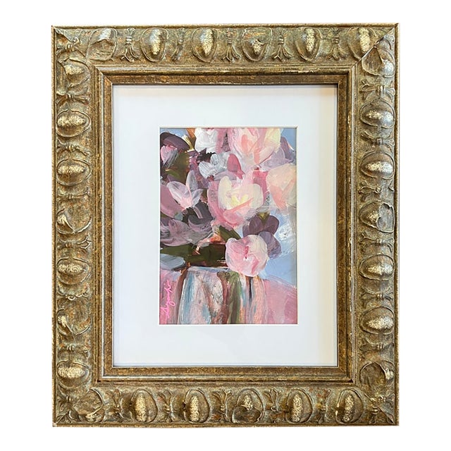 Original Floral Still Life Acrylic Painting, Signed For Sale