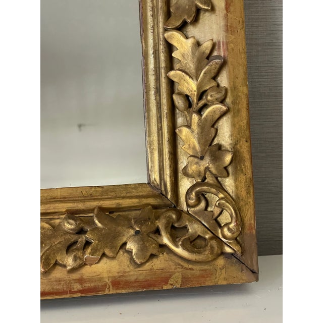 Wood 19th Gold Leaf Ornate Frame Mirror Handcarved For Sale - Image 7 of 8
