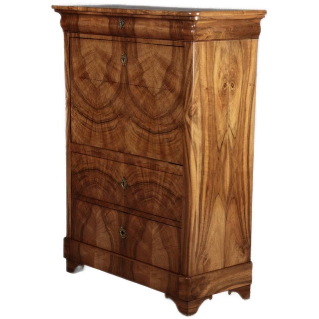 Rustic Antique Biedermeier Louis Phillipe Secretaire in Walnut, 1840 For Sale - Image 3 of 18