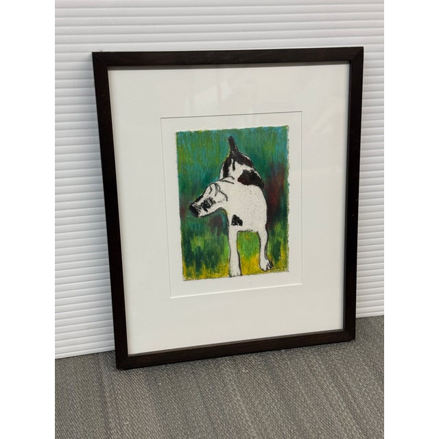 Sculpture Materials Mixed Media Black & White Dog Artwork, Framed For Sale - Image 7 of 12
