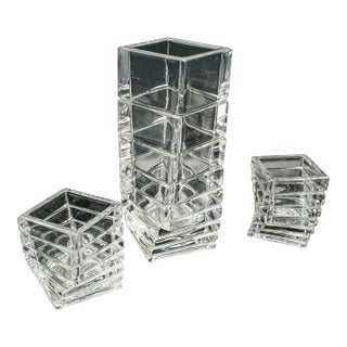 1970's Vintage Set Vase Tea Light Duo For Sale