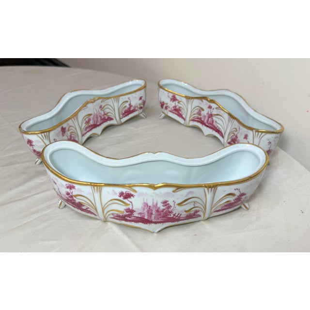 Capodimonte Antique 3 Piece Italian Capodimonte Porcelain Table Garniture Jardiniere Set For Sale - Image 4 of 10