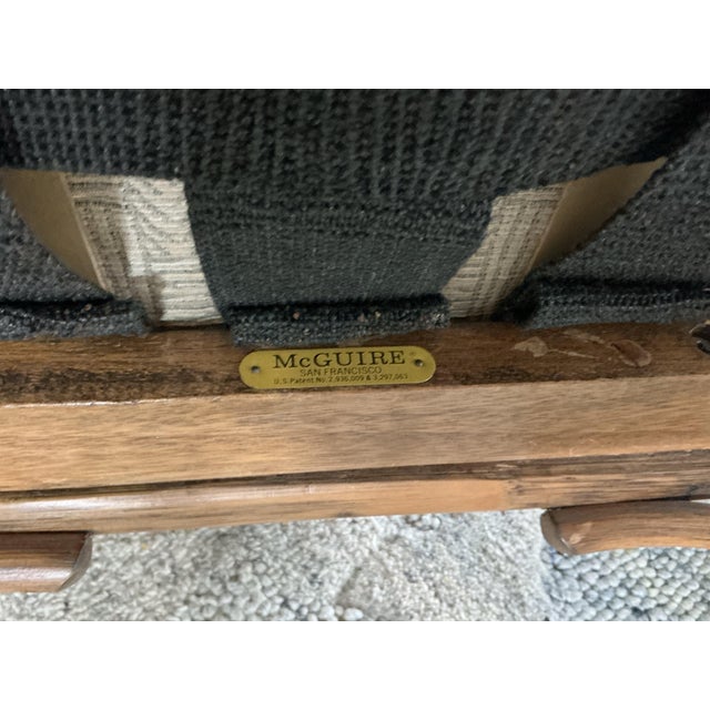 Authentic vintage McGuire lounge chair featuring the company’s iconic rattan and rawhide construction. Newly upholstered...