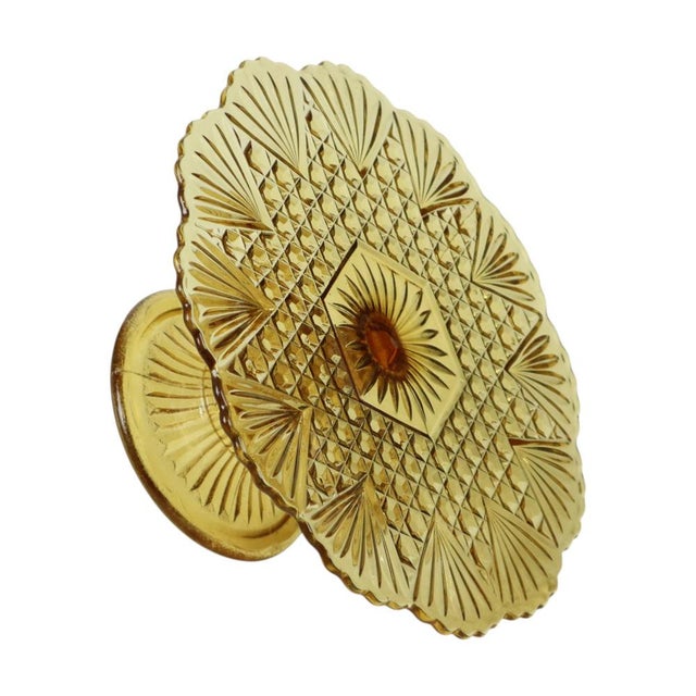 Glass Art Deco Amber Cake Stand in Pressed Glass, 1930s For Sale - Image 7 of 14