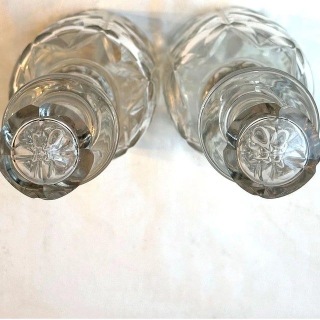 English Mid Victorian Cut Glass Tall Neck Decanters - A Pair For Sale - Image 10 of 11